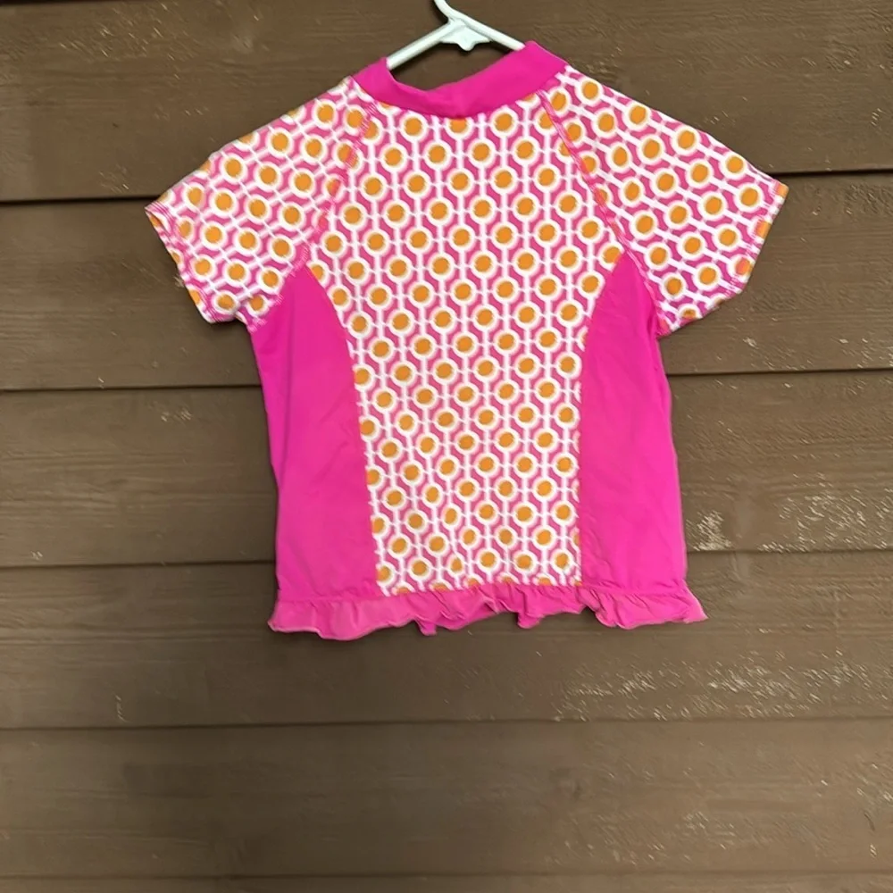 Garnet Hill Pink and Orange Rashguard Swim Top
